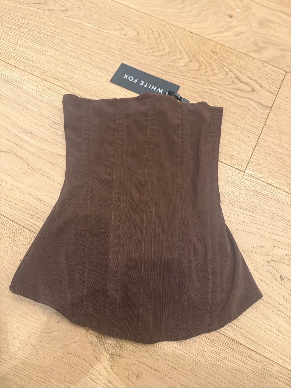 White Fox Boutique Brown Strapless Corset Top